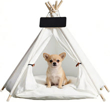 Load image into Gallery viewer, Pet Tent for Cats &amp; Dogs - Washable Canvas, Foldable Pet Teepee with Anti-Slip Base &amp; Detachable Cushion | Indoor/Outdoor Safe Shelter for Pets