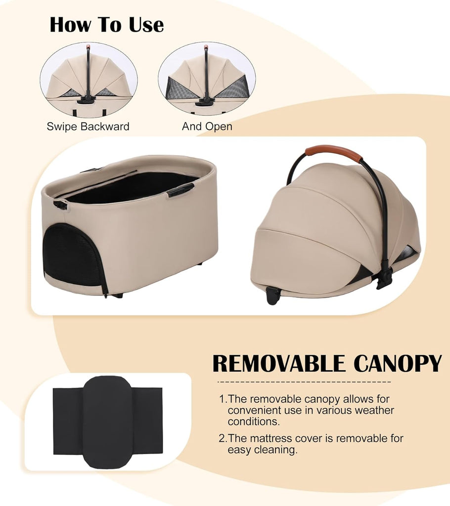 Pet Stroller for Small Dogs Cats Up to 45 lbs with Detachable Canopy, Portable Foldable Dog Stroller with Sunshade and Car Seat Travel, Suitable