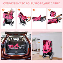 Load image into Gallery viewer, Foldable Pet Stroller, Cat/Dog Stroller with 4 Wheel, Pet Travel Carrier Strolling Cart with Storage Basket, Cup Holder