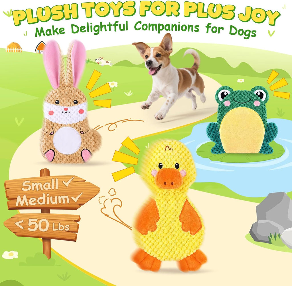 Dog Toys to Keep Them Busy, 3 Pack No Stuffing Interactive Dog Toys with Crinkle, Squeaky Puppy Chew Toys